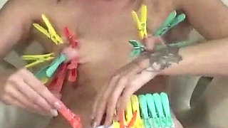 Pegs on Tits, Pussy & Clit - How Many Can I Take