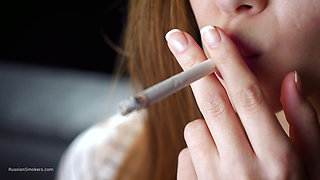 Soft Russian Beauty Smoking Cigarette Calm Moments
