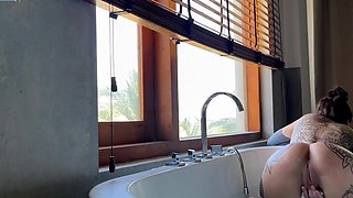 Marseline tops Nigonika's hottest masturbation in bathtub