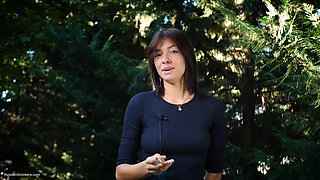 Sweet Russian Beauty Smoking Cigarette in Nature