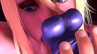 BDSM Samus Deepthroats a Dildo Metroid Porn Parody