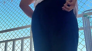 Chubby Latina Balcony Fart Session Thick Ass Releasing Loud Stinky Farts Outdoor