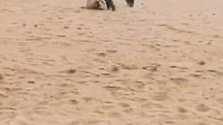 Fat ass and spanking, on the beach part 2