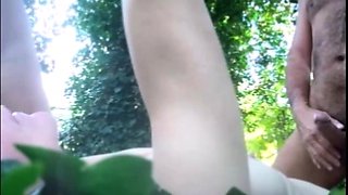 FRENCH GRANNY ISS AND MOAN IN THE WOODS