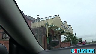 No Disgrace! Brit COUGAR Bonnie Rose Demonstrating and Peeing around town at UK-Flashers