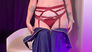36 - Bonde with Hairy Pussy Strips off Elegant Dress and Cums