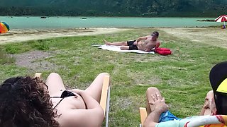 Voyeur masturbates on the beach in front of my husband
