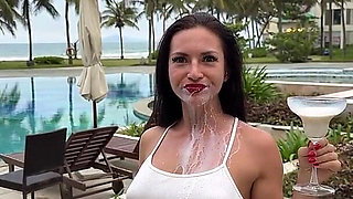 Milking & Getting Messy in See-through Bodysuit Outdoor