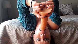 Extreme Dildo Facefuck: Solo Female BDSM Fun