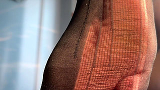 Watch Me Tease You with My Ripped Nylon Feet Through the Glass