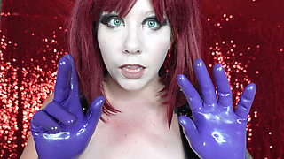 Short Purple Latex Gloves Show off and Shine