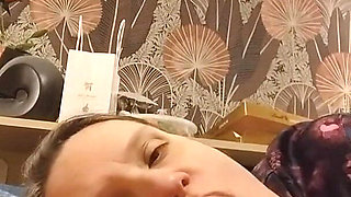 She Sucks and Smears Her Young Lover's Sperm in a Selfie