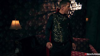 Queenie Sateen's Juicy Interracial Threesome in a Wild Restaurant