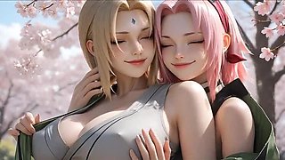 AngeLows - Tsunade & Sakura Softcore Anime Show in Micro Bikinis