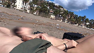 Dick Flashing Next to a Topless Girl She Looks