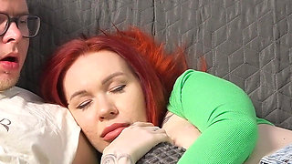 Step Sister Surprised by Step Bro's Cock in Mouth During TV Time