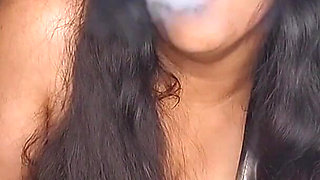 Asian BBW in Latex Smoking