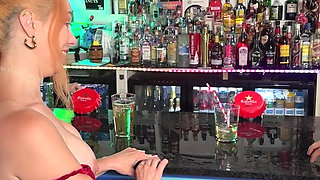 3 Naughty Sluts Made Pee Party on Bar Table with a Barmaid!