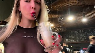 Flashing boobs in public. Topless right in the middle of a