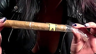 Cigar-fetish Goddess Leather, Spit, Dildo JOI and Pussy Smoking Play