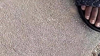 Hot Fudge Tasty Feet Left Foot Wrapped at the Bus Stop