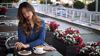 Magnetic Russian Beauty Playing with Cigarette Smoke