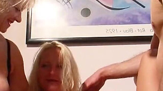 German threesome with slim skinny MILF and big dick boy