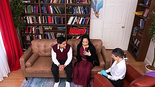 Stepmom and Therapyst Seduce Stepson in Wild Therapy Session