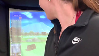 Trying to Golf in a Simulator with My Lush in! Trying Not to Cum While I Swing!