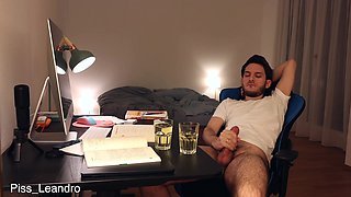 Piss and cum in drinking glass gay urination