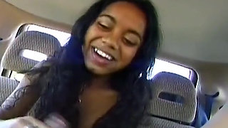 Cute latina gives amazing pov in car