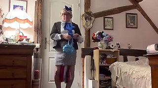 Dressed in a little gingham skirt for an evening out