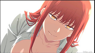 Makima Hardcore  On The Table At Office - Anime 3D