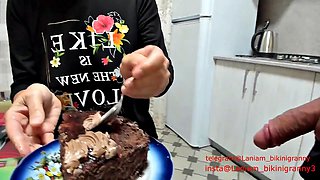 Stepmoms Foot Fetish Cumshot on Food