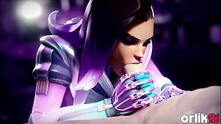 Sombra From Overwatch - Sloppy Blowjob, Doggystyle Big Ass in Oil and Titfuck Cumshot 3D Animation