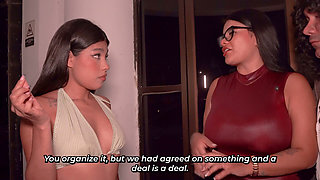 Busty Ends up in Threesome with Slut Girl and Street Guy