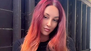 Smoking Outdoor Along Hair Fetish and Boobs Flash
