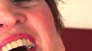 Horny Old Grandma Plays with Her Hairy Mature Pussy in Bed