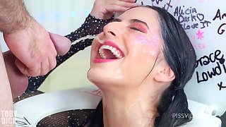 Brunette Kaitlyn Katsaros Endures Smacked Cheeks and Walloped Fists in Filthy Toilet Bowl G