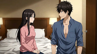 Stepsister and stepbrother share a room in hotel on vacation