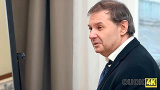 Cuck4k. xxx heat of latina wifey with a stranger as a grubby gift for her husband