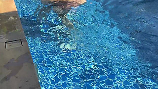 Pool Day: Busty Wife Having Fun with Her Lover. Big Tits, Sun and Big Cock