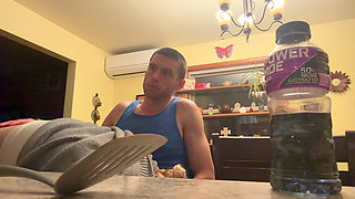 Bend Emo Girl Over Kitchen. Stool in Bright Airy Kitchen Dirty Talk Whole Time