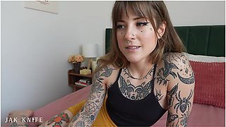 My Girlfriends Hot Tatted Sister Begs For A Creampie