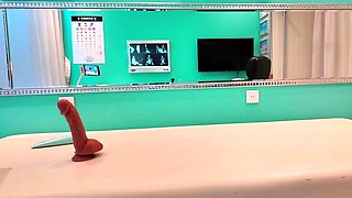 Blonde tight pussy babe solo toy fun in glamour masturbation