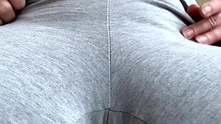 Crotch Touching Fetish in Grey Pyjama Pants