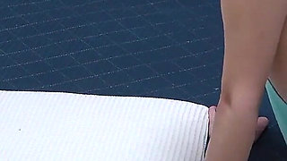 No Bra and Thong Panties Girl's Room, Indoor Camera in Japanese Girl's Apartment Showing Girl Doing Sexy Exercises in Mini Dress