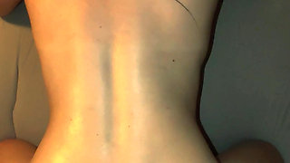 smoking hot brunette rides cock and gets filled up with cum in doggystyle