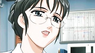 A busty anime boss hires him once his big dick passes the interview in bed