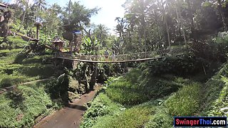 Big booty Thai girlfriend garden lovemaking